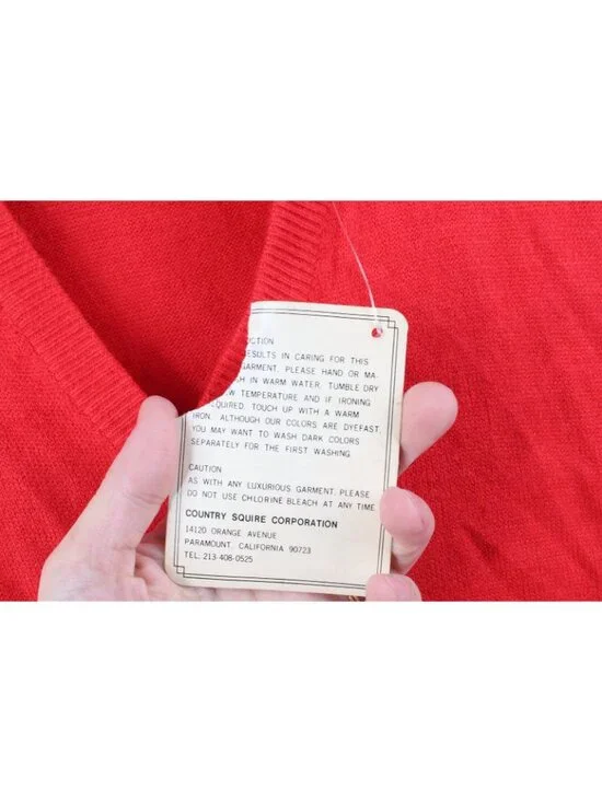 Deadstock Vintage 70s Womens Medium Blank Soft Knit V-Neck Sweater Vest Red - Picture 5 of 11